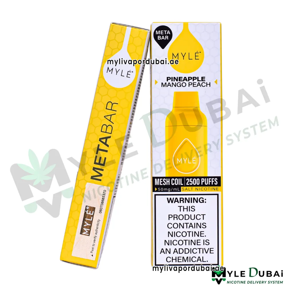 Myle Meta Bar Pineapple Mango Peach Disposable Device