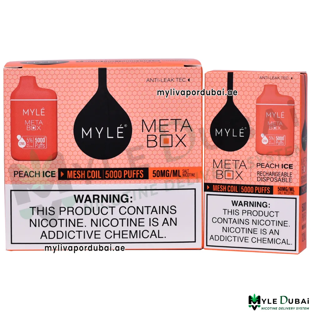 Myle Meta Box Peach Ice Disposable Device