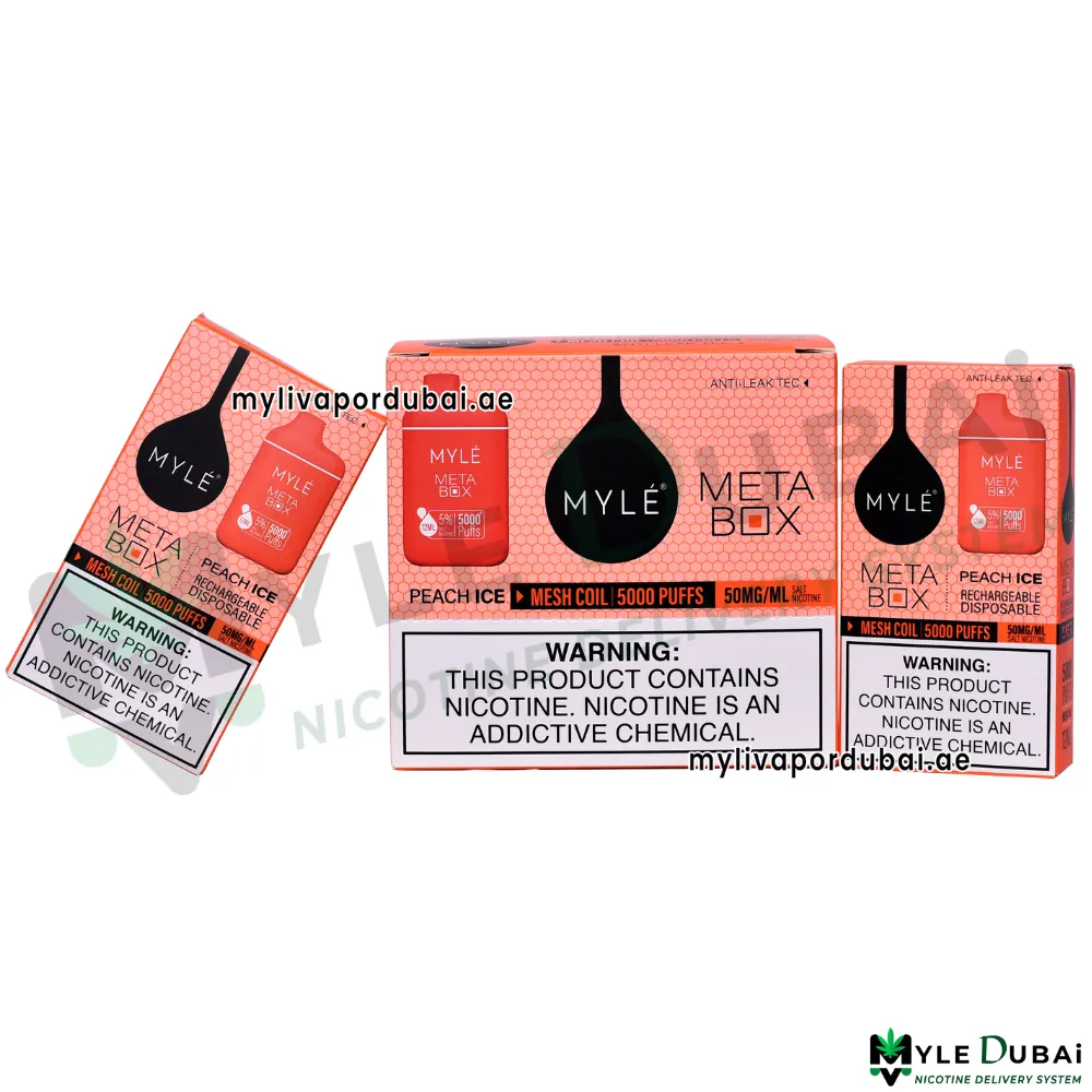 Myle Meta Box Peach Ice Disposable Device